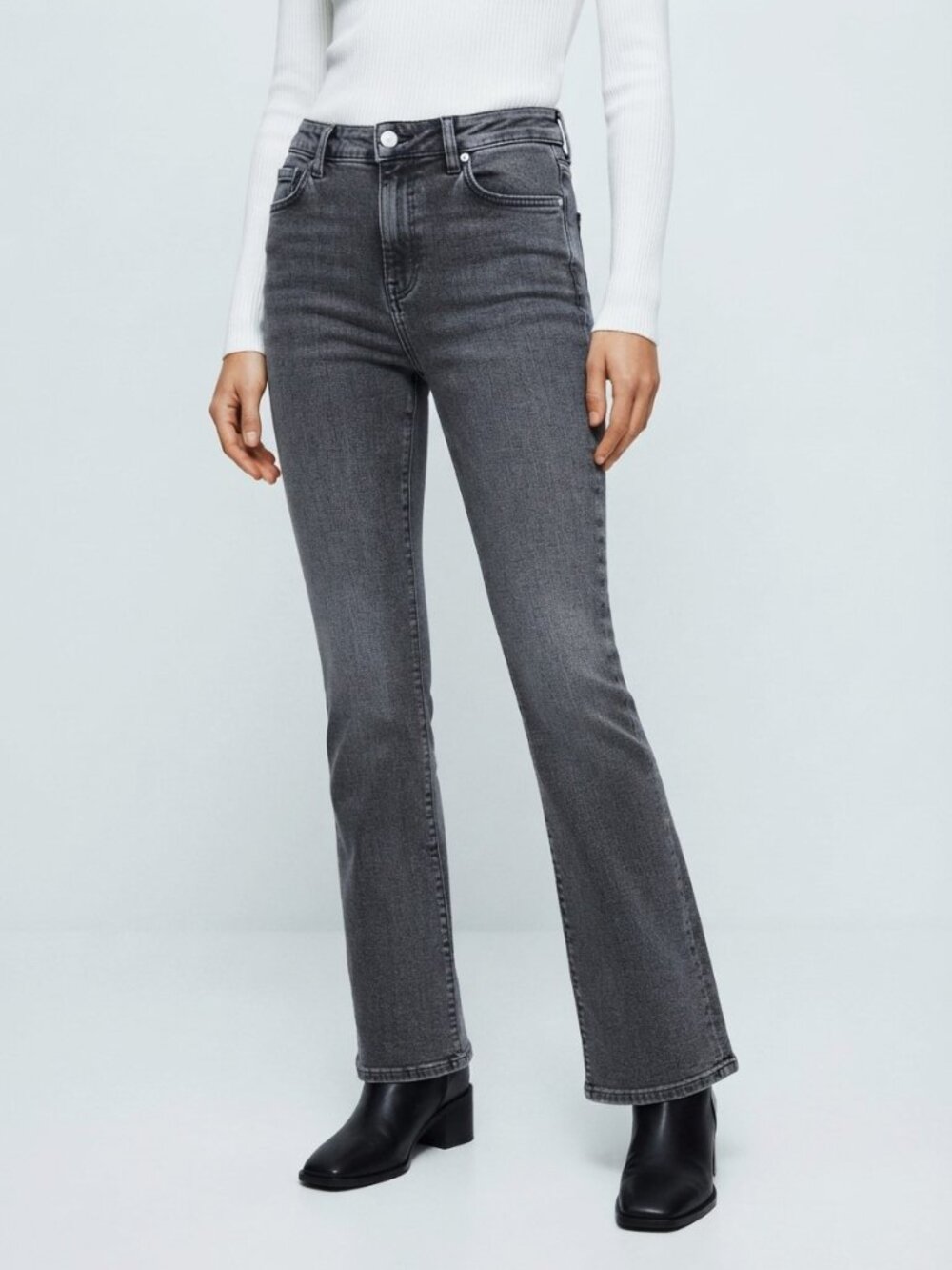 Zara Mid Rise Bootcut Jeans Women 4 Gray Washed NWT